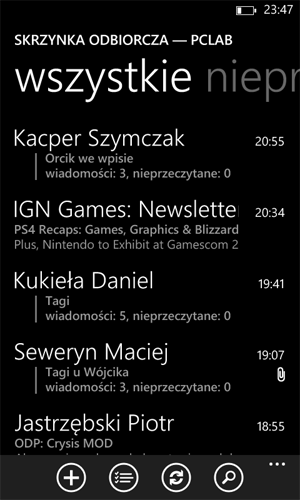 Windows Phone 8 program pocztowy