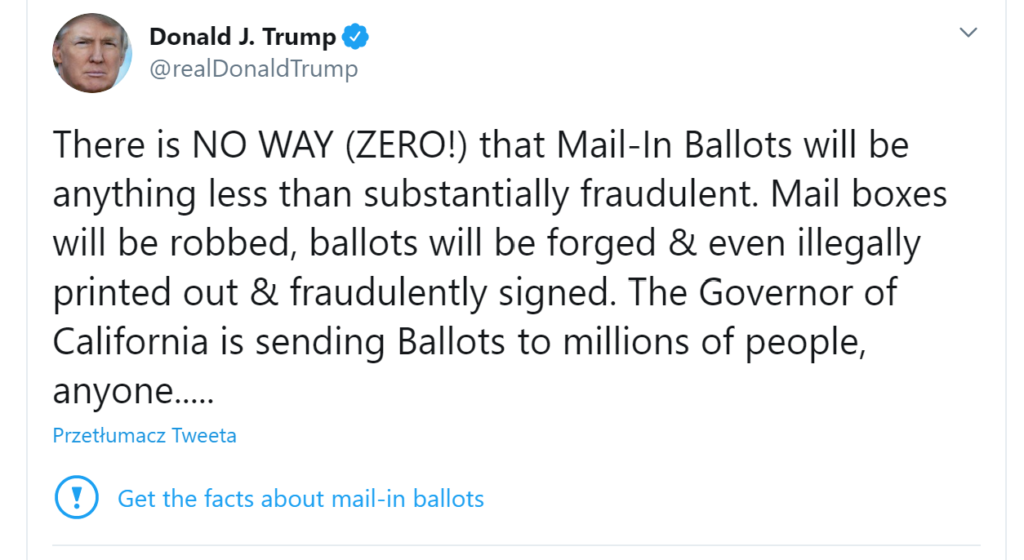 Donald Trump tweet wybory sfałszowane