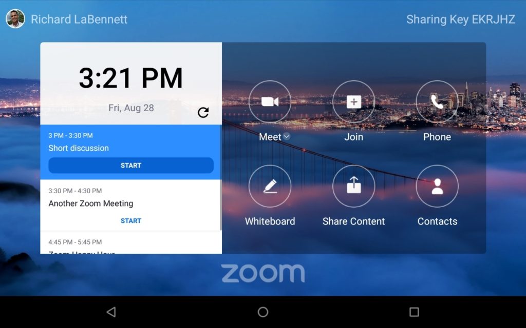 Lenovo ThinkSmart View for Zoom Personal ZR Home screen