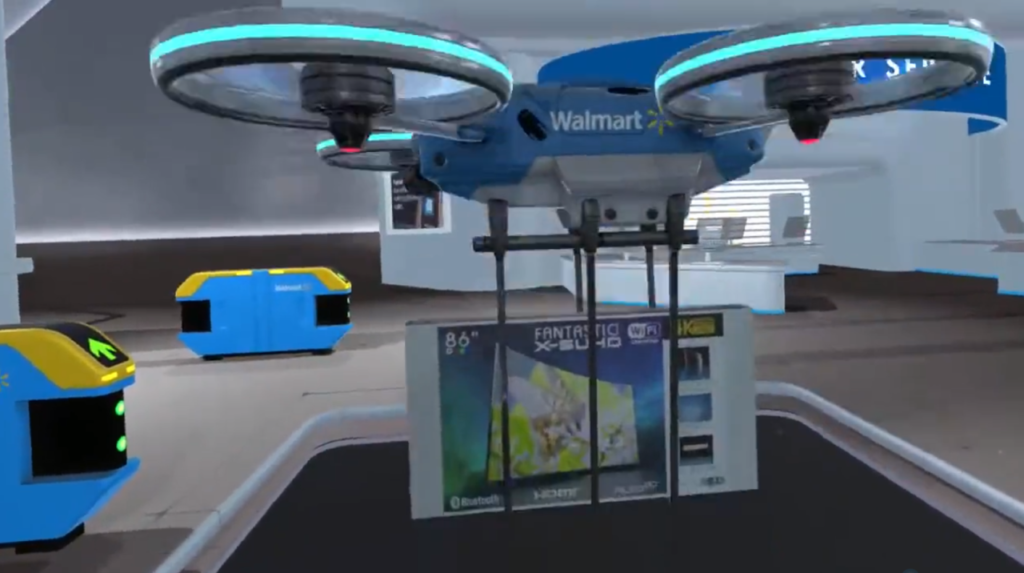 zakupy-w-metaverse-wirtualny-walmart-dron-dostawa towaru