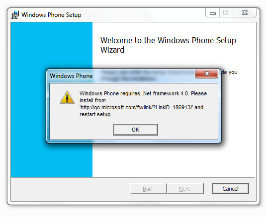 Windows Phone app installation error