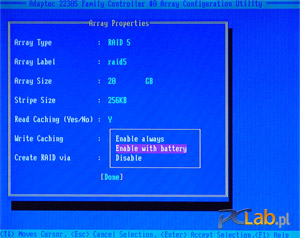 Program konfiguracyjny kontrolera Adaptec SCSI RAID 2230SLP