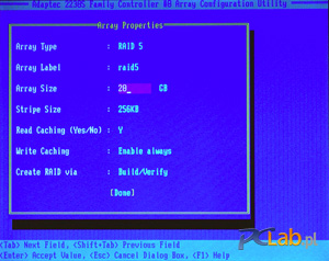 Program konfiguracyjny kontrolera Adaptec SCSI RAID 2230SLP