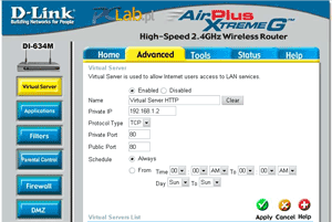 D-Link DI-634M - Virtual Server